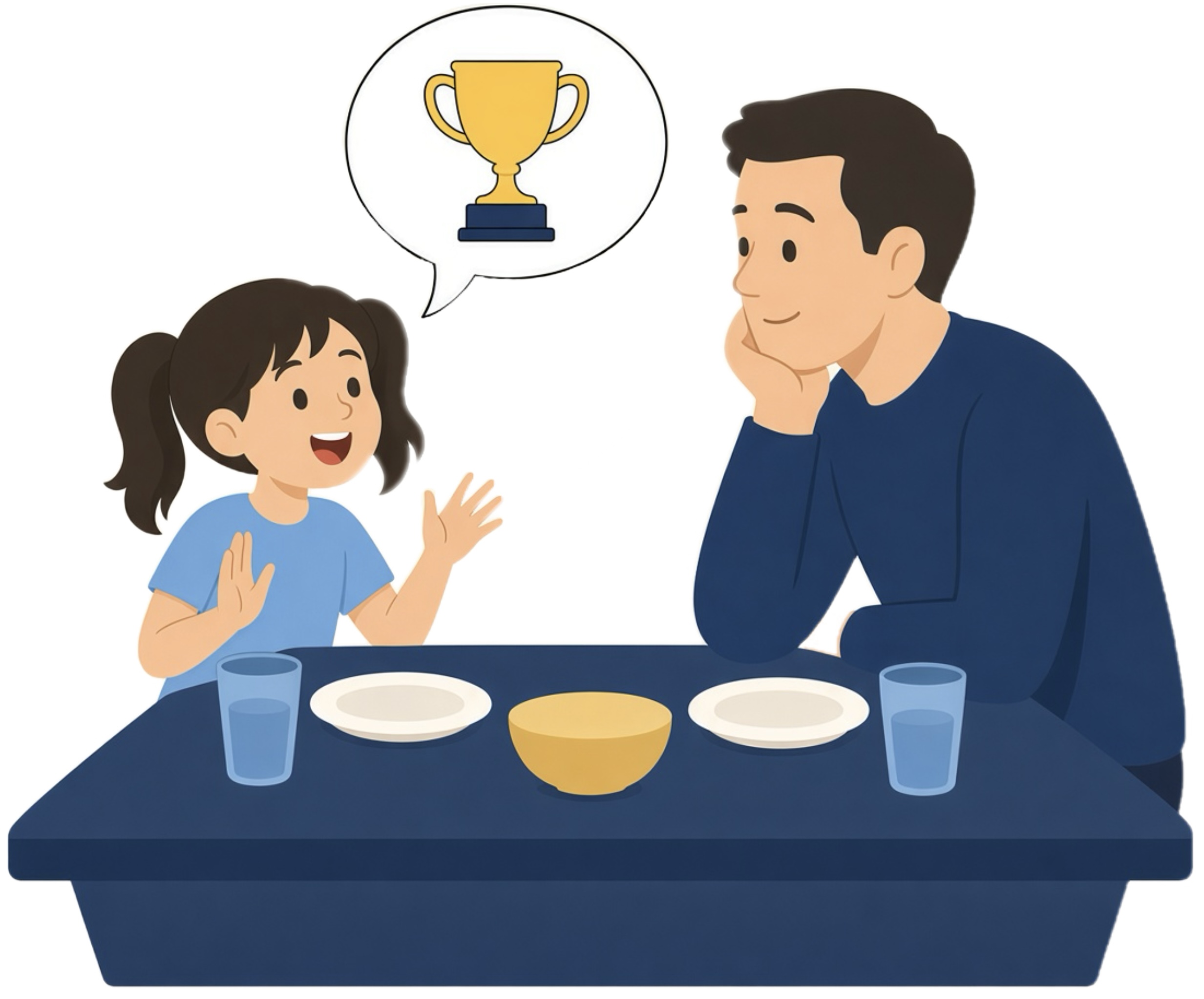 A kid telling a parent about something they won